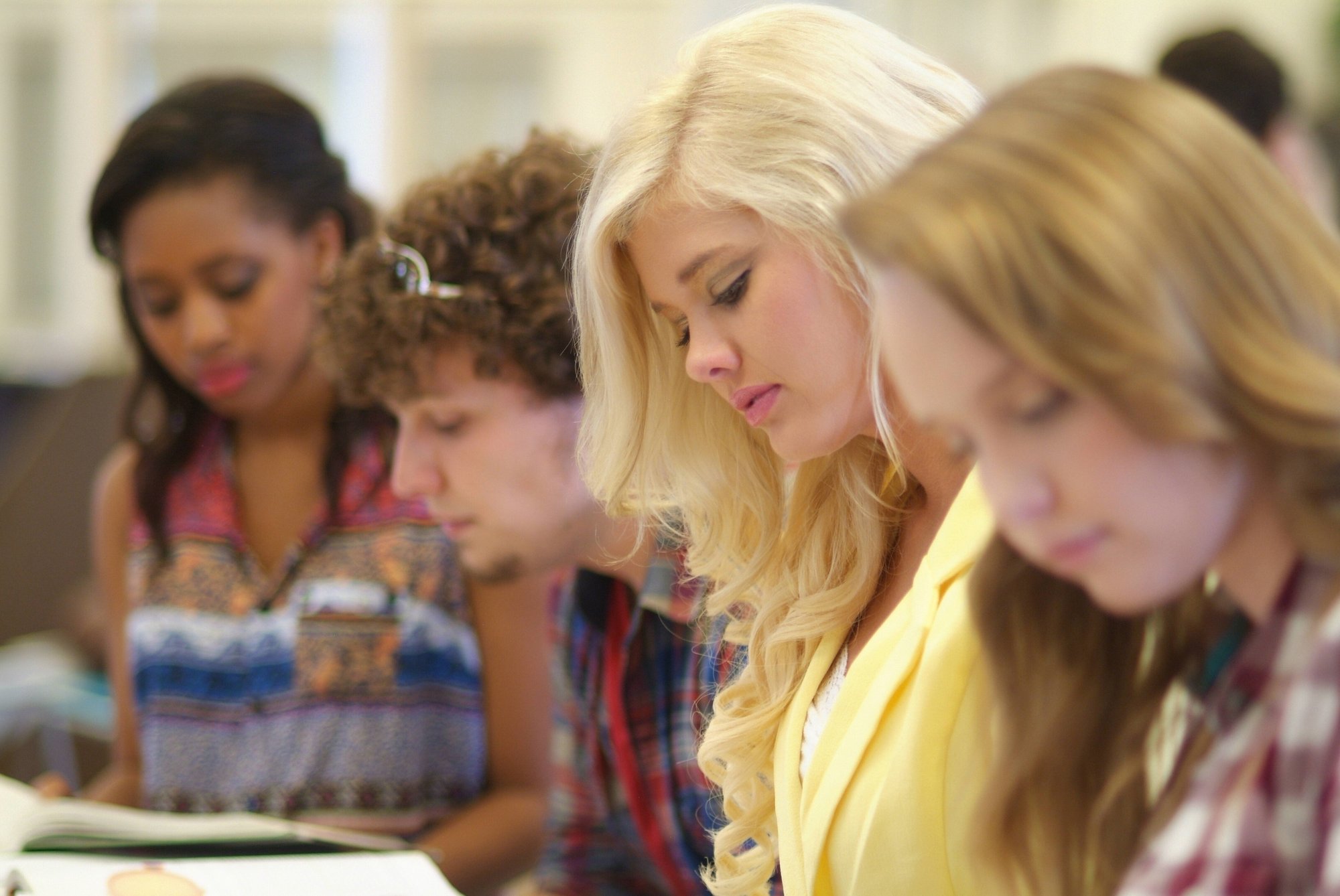 Students working