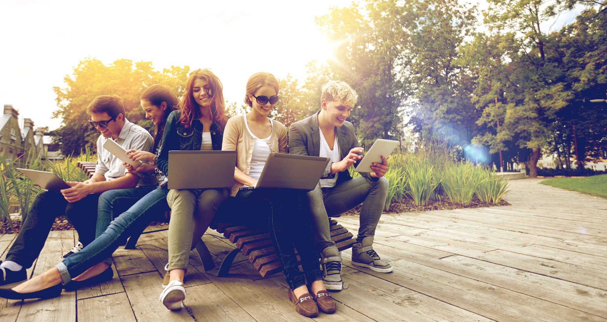 Students working outside