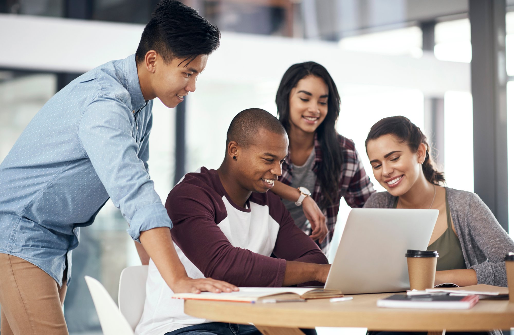 Students studying on laptop