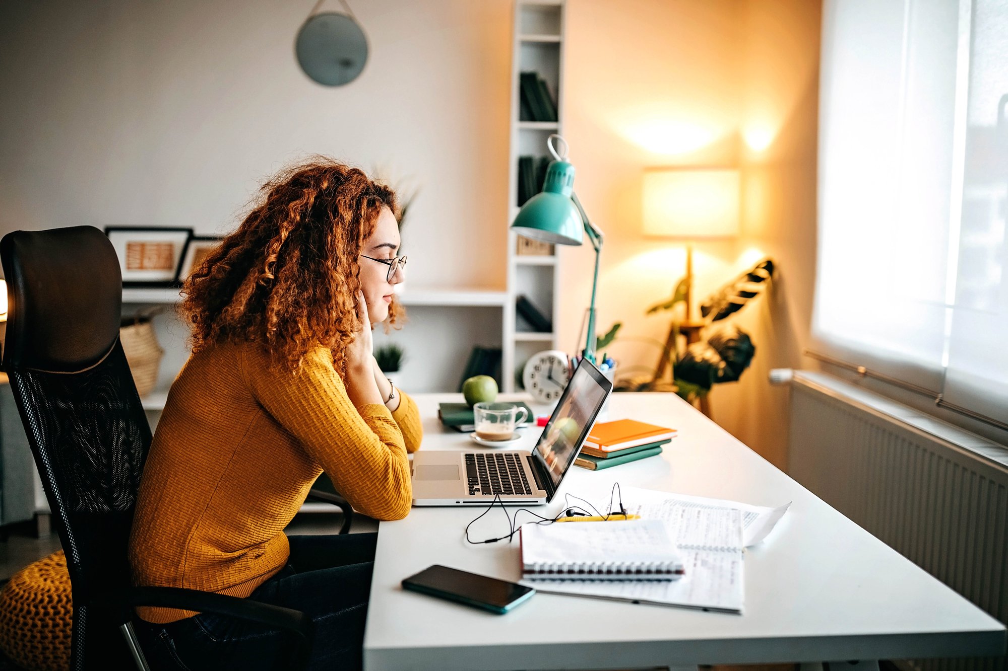 Student studying on laptop